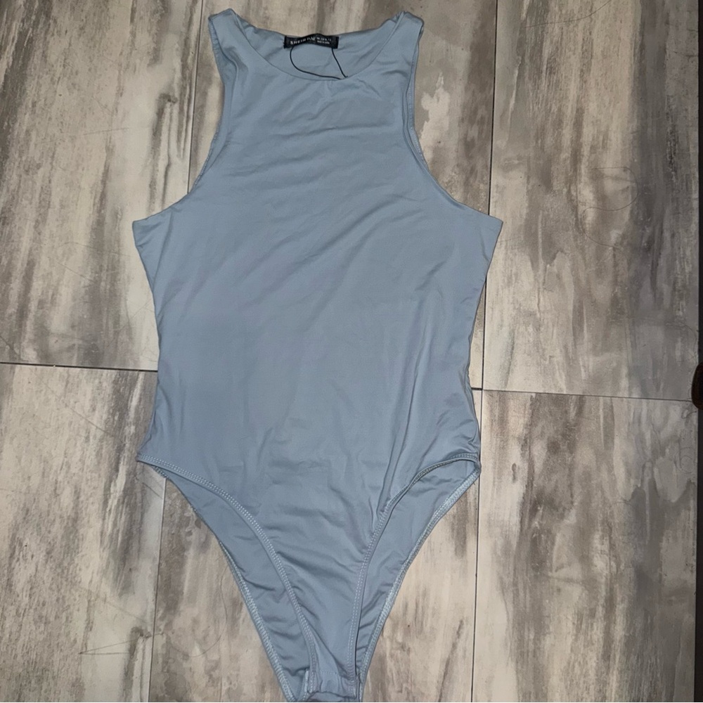SHEIN Blue One-Piece High Neck Racerback